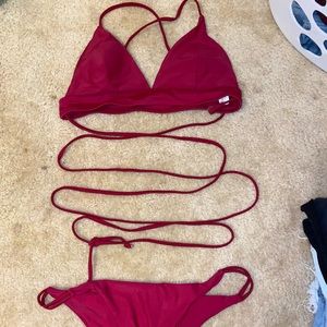 Maroon bathing suit